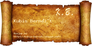 Kubis Bernát névjegykártya